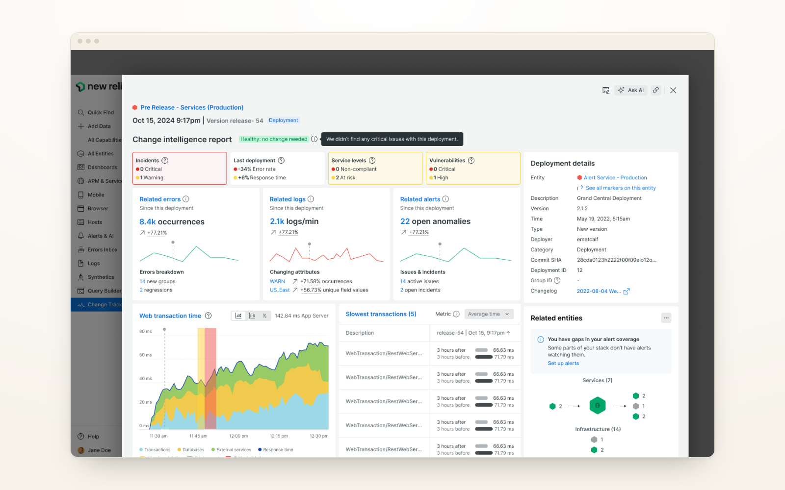 Change Intelligence Report in New Relic